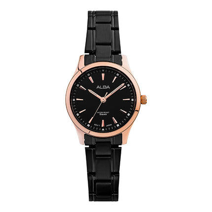 Alba Prestige ARX024X1 Ladies Black Dial Black Stainless Steel Strap