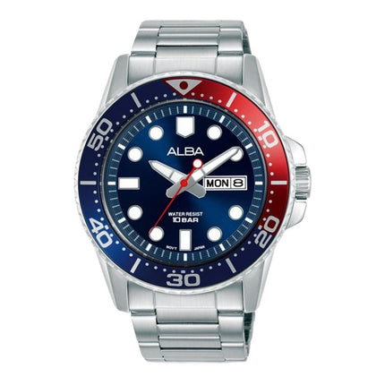 Alba Active AV3593X1 Men Pepsi Blue Dial Stainless Steel Strap