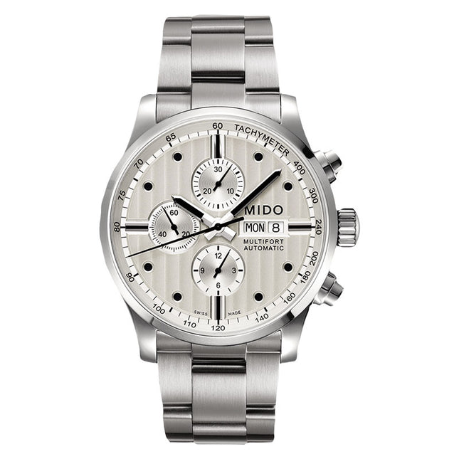 MIDO Multifort M005.614.11.031.00 Chronograph Automatic Silver Dial Stainless Steel Strap