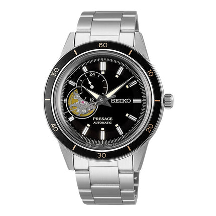 Seiko Presage SSA425J1 Style60s Automatic Open Heart Black Dial Stainless Steel Strap