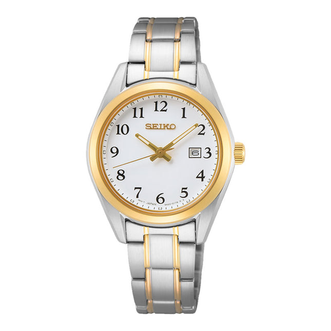 Seiko Ladies SUR466P1 Discover More White Dial Dual Tone Stainless Steel Strap