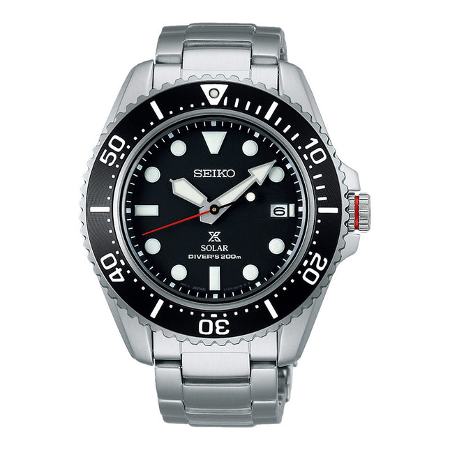 Seiko Prospex SNE589P1 Solar Divers 200M Black Dial Stainless Steel Strap
