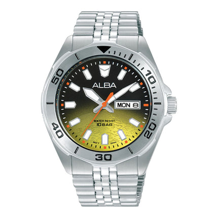 Alba Active Gravity AV3583X1 Men Yellow Gradient Dial Stainless Steel Strap