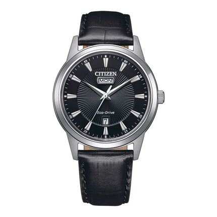 Citizen Eco-Drive AW0100-27E Men Black Dial Black Leather Strap