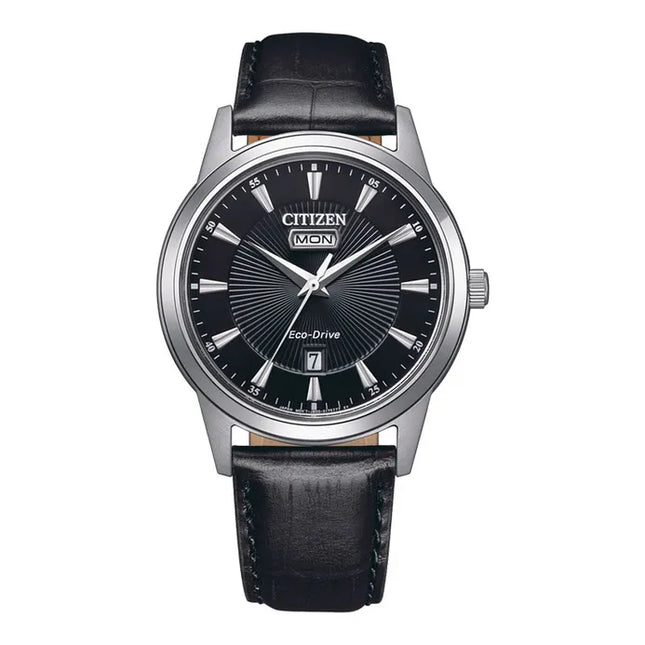 Citizen Eco-Drive AW0100-27E Men Black Dial Black Leather Strap