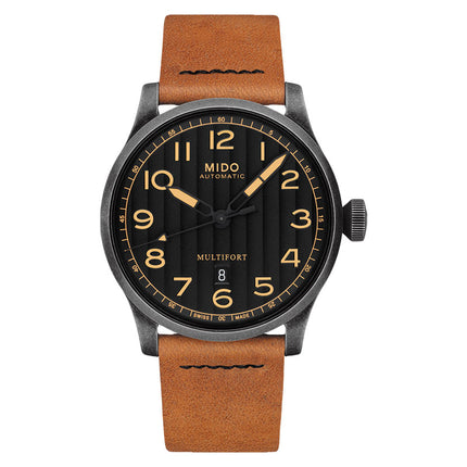 MIDO Multifort M032.607.36.050.99 Automatic Black Dial Tan Leather Strap