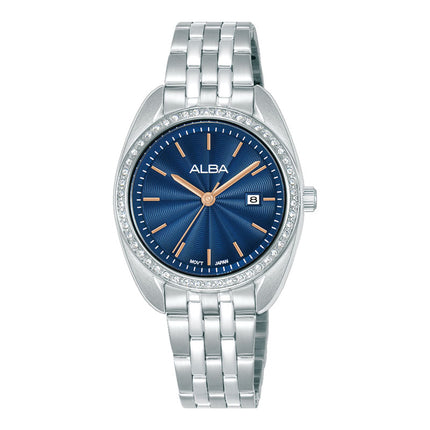 Alba Fashion AH7EU9X1 Ladies Analog Blue Dial Stainless Steel Strap