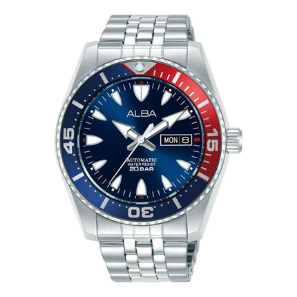 Alba Mechanical AL4761X1 Men Pepsi Blue Dial Stainless Steel Strap