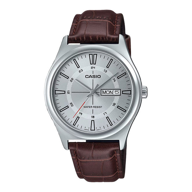 Casio General MTP-V006L-7CUDF Men Silver Dial Brown Leather Band