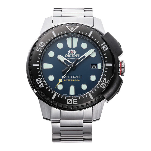 Orient M-Force RA-AC0L07L Mechanical Sports Navy Dial Metal Strap 