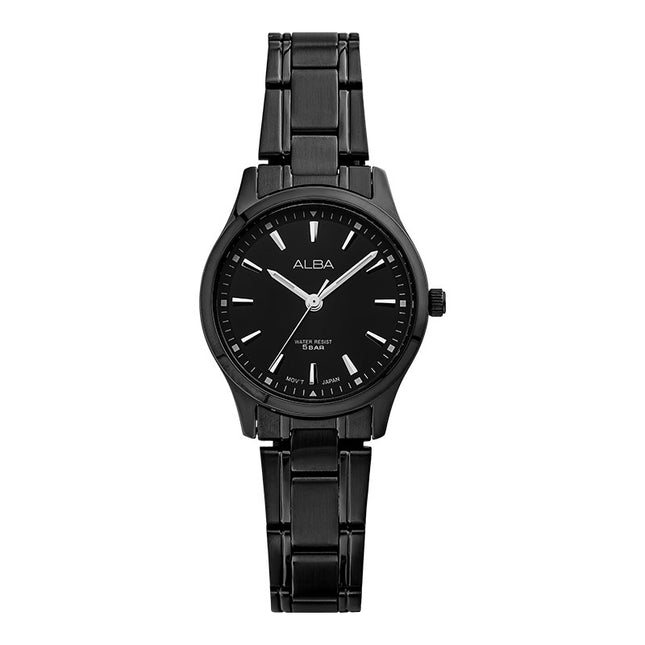 Alba Prestige ARX023X1 Ladies Black Dial Black Stainless Steel Strap