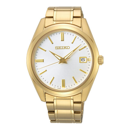 Seiko Classic SUR314P1 Discover More White Dial Gold Stainless Steel Strap