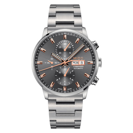 MIDO Commander II M016.414.11.061.00 Chronograph Automatic Grey Dial Stainless Steel Strap