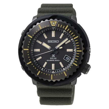 Seiko Prospex SNE543P1 Tuna Street Series Solar Divers Black Dial Green Olive Rubber Strap
