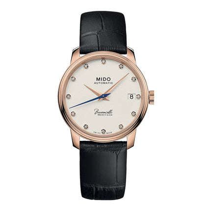 MIDO Baroncelli M027.207.36.266.00 Heritage Lady Automatic Ivory Dial Black Leather Strap 