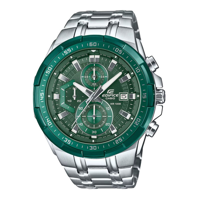 Casio Edifice EFR-539DE-3AVUDF Chronograph Men Green Dial Stainless Steel Band