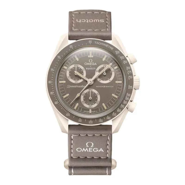 Swatch X Omega Bioceramic Moonswatch SO33T103 Mission On Earth Dessert Speedmaster Velcro Strap
