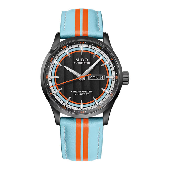 Mido Multifort M038.431.36.051.00 Chronometer Black Dial Dual Tone Leather Strap + Extra Strap