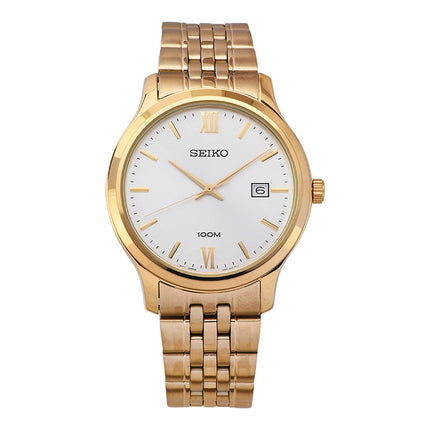Seiko Classic SUR224P1 Neo White Dial Gold Stainless Steel Strap