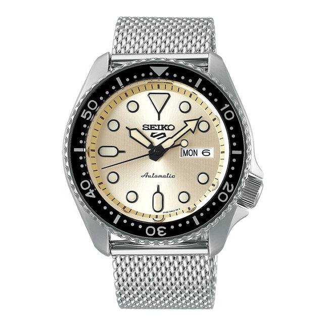 Seiko 5 Sports SRPE75K1 Suits Style Champagne Dial Stainless Steel Strap