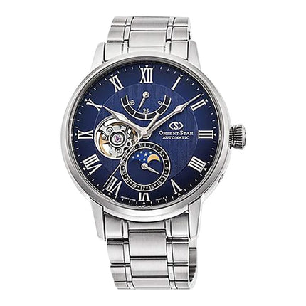 Orient Star Classic RE-AY0103L Automatic Men Open Heart Blue Dial Stainless Steel Strap