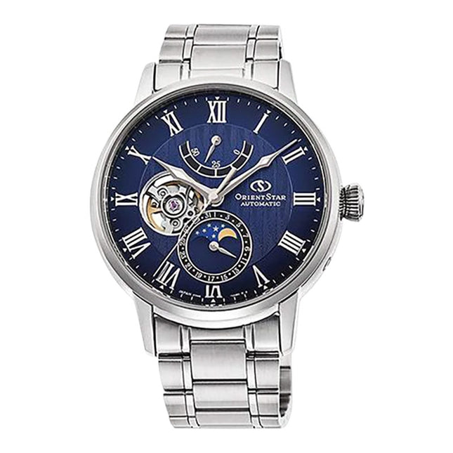 Orient Star Classic RE-AY0103L Automatic Men Open Heart Blue Dial Stainless Steel Strap