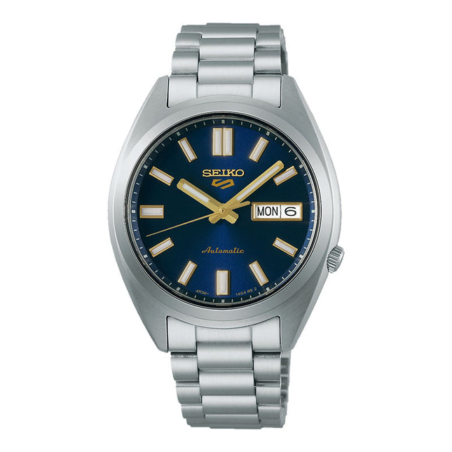 Seiko 5 Sport SRPL55K1 SNXS Vintage Gold Collection In Blazer Blue Stainless Steel Strap