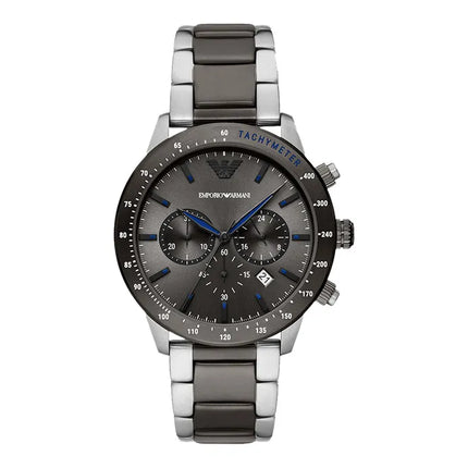 Emporio Armani Chronograph AR11391 Men Grey Dial Dual Tone Stainless Steel Strap