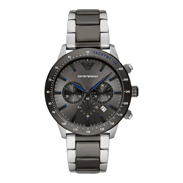 Emporio Armani Chronograph AR11391 Men Grey Dial Dual Tone Stainless Steel Strap