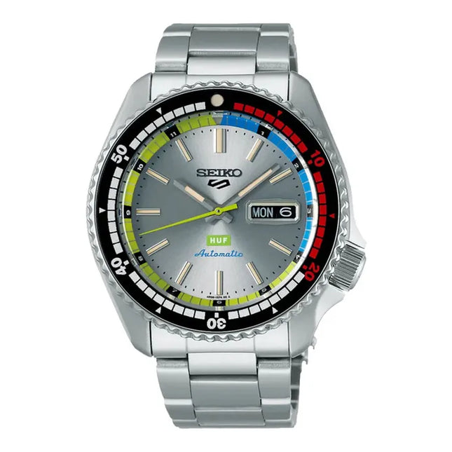 Seiko 5 Sports SRPL33K1 HUF Series Silver Dial Stainless Steel Strap Limited Edition