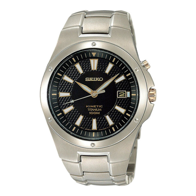 Seiko Kinetic SKA399P1 Black Dial Titanium Strap