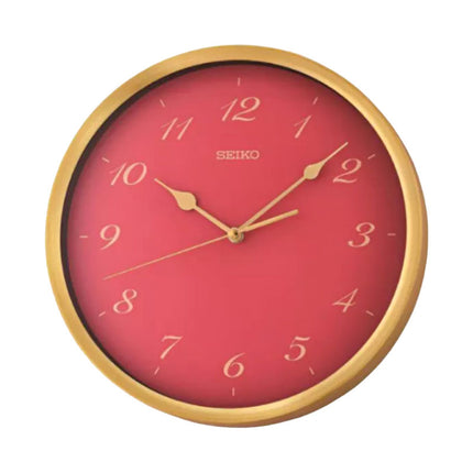 Jam Dinding Seiko QXA784A 30 cm Red Dial Metal Aluminum Round Case
