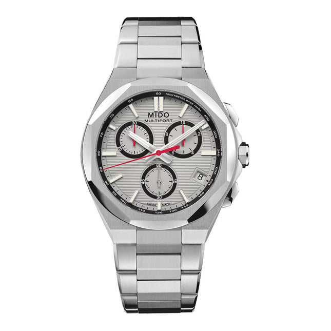 MIDO Multifort 8 M055.517.11.031.00 Chronograph Quartz Silver Dial Stainless Steel Strap