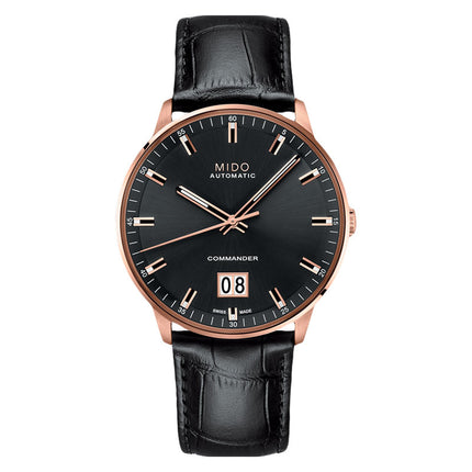 MIDO Commander II M021.626.36.051.00 Big Date Automatic Black Dial Black Leather Strap