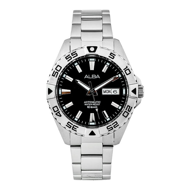 Alba Mechanical AL4389X1 Men Black Dial Stainless Steel Strap