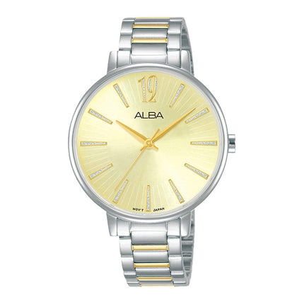 Alba Fashion AH8755X1 Ladies Light Champagne Dial Dual Tone Stainless Steel Strap