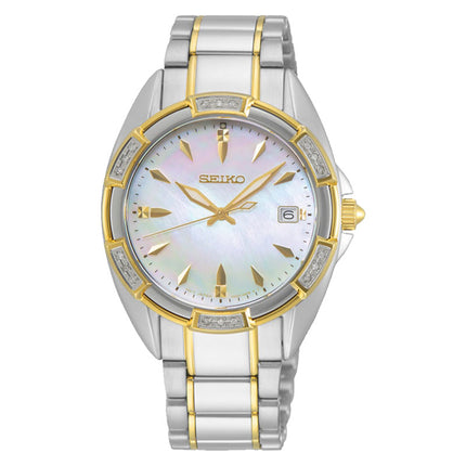 Seiko Classic SKK880P1 Diamond Mother Of Pearl Dial Dual Tone Stainless Steel Strap
