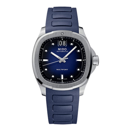 MIDO Multifort TV Big Date M049.526.17.041.00 Blue Gradient Dial Blue Rubber Strap