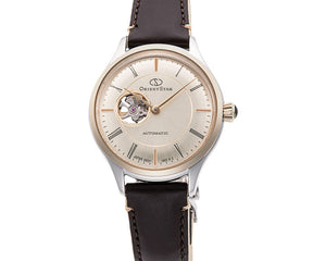 Orient Star RE-ND0010G Open Heart Biege Dial Brown Leather Strap