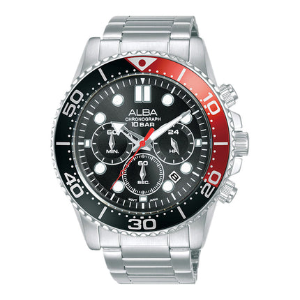 Alba Active AT3J37X1 Men Chronograph Black Dial Stainless Steel Strap