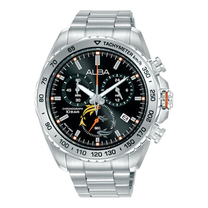 Alba Signa AX7017X1 Men Chronograph Black Dial Stainless Steel Strap