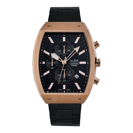Alba AM3992X1 Men Chronograph Black Dial Black Stainless Steel Strap