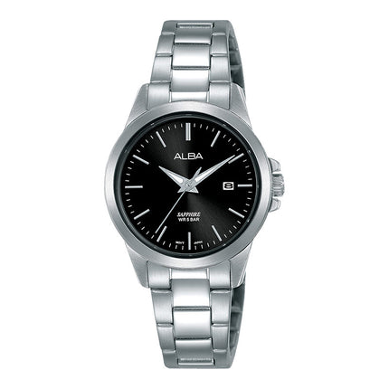 Alba Prestige AH7S45X1 Ladies Black Dial Stainless Steel Strap