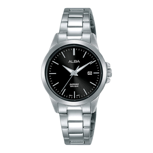 Alba Prestige AH7S45X1 Ladies Black Dial Stainless Steel Strap
