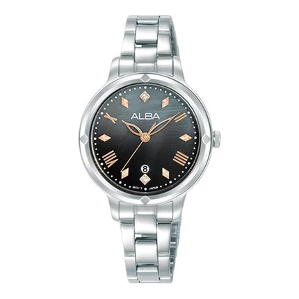 Alba Fashion AH7DY3X1 Ladies Black Gradation Dial Stainless Steel Strap