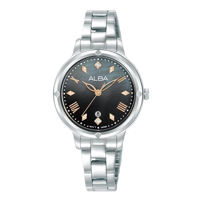 Alba Fashion AH7DY3X1 Ladies Black Gradation Dial Stainless Steel Strap