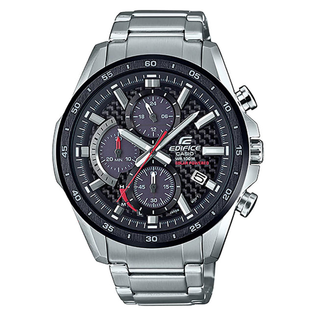 Casio Edifice EQS-900DB-1AVUDF Solar Powered Chronograph Black Dial Stainless Steel Strap