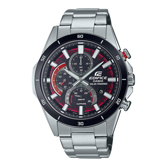 Casio Edifice EFS-S610DB-1AVUDF Chronograph Slim Red Line Black Dial Stainless Steel Band