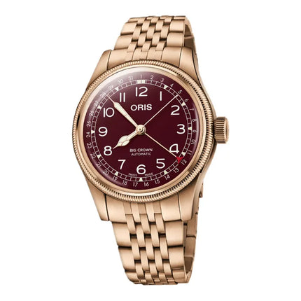 Oris Big Crown 01-754-7741-3168-07-8-20-01 Pointer Date Bronze Red Dial Rose Gold St. Steel Strap