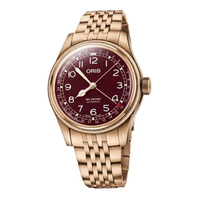Oris Big Crown 01-754-7741-3168-07-8-20-01 Pointer Date Bronze Red Dial Rose Gold St. Steel Strap